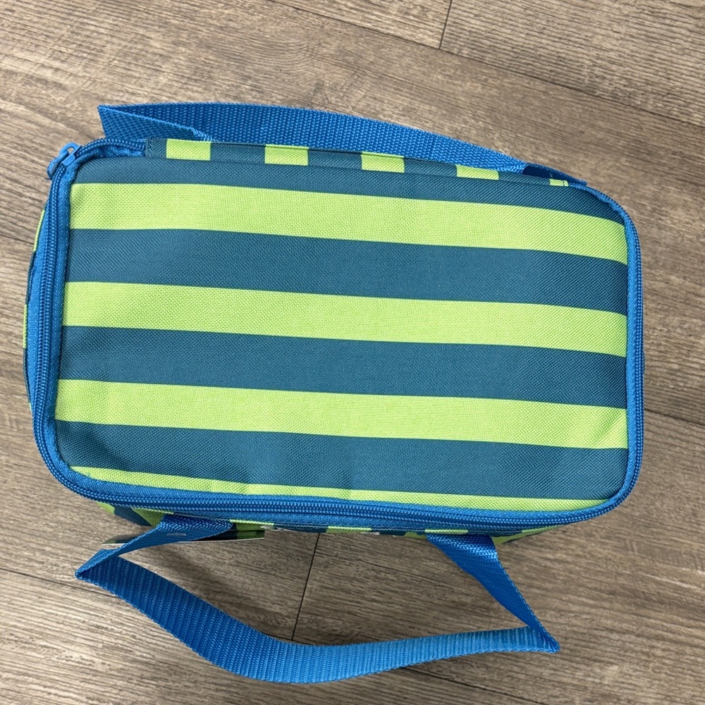 Trader Joe's Striped Mini Insulated Lunch Bag - Blue & Lime Limited Edition 2026 - Picture 2 of 3